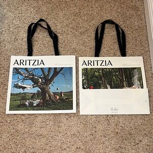Aritzia Scenic Print Shopping Bags with Black Handles - quantity 2, large size